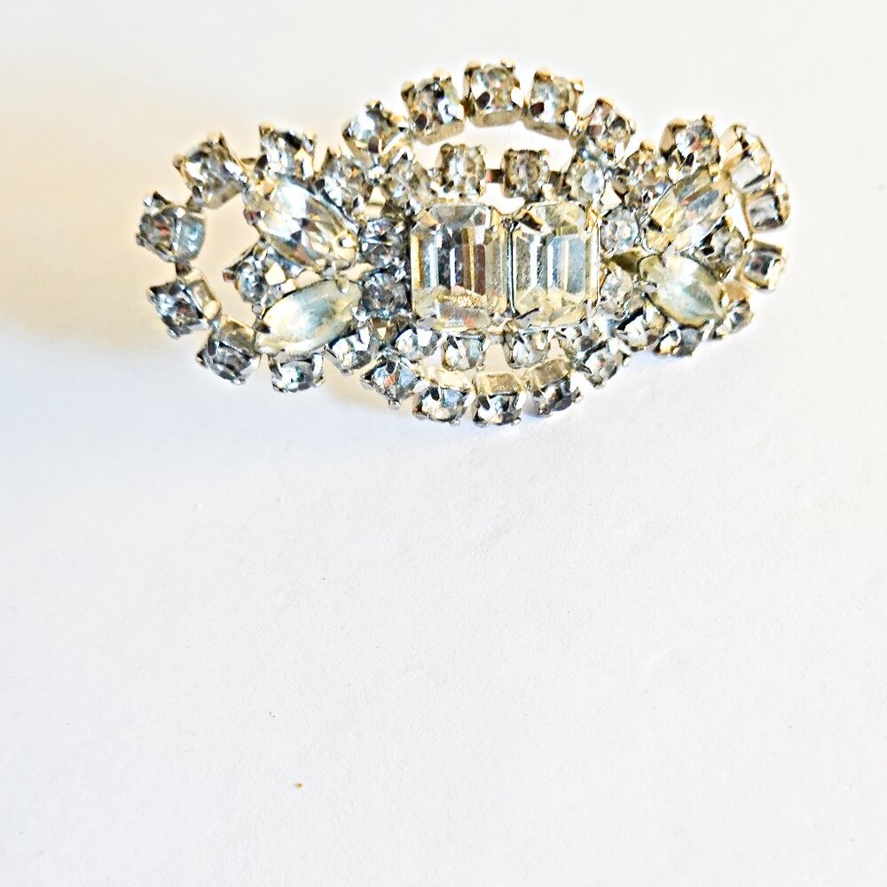 Art Deco Large Crystal Rhinestone Paste Pin Brooch
